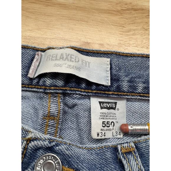 Levis 550 Relaxed Fit Straight Leg Vintage Denim Blue Jeans Mens 34x34 Y2K‎ - Picture 2 of 5